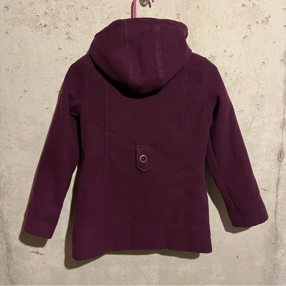 KC Collections Girls 10 Eggplant Purple Hooded Winter Pea Coat Quilted Lining